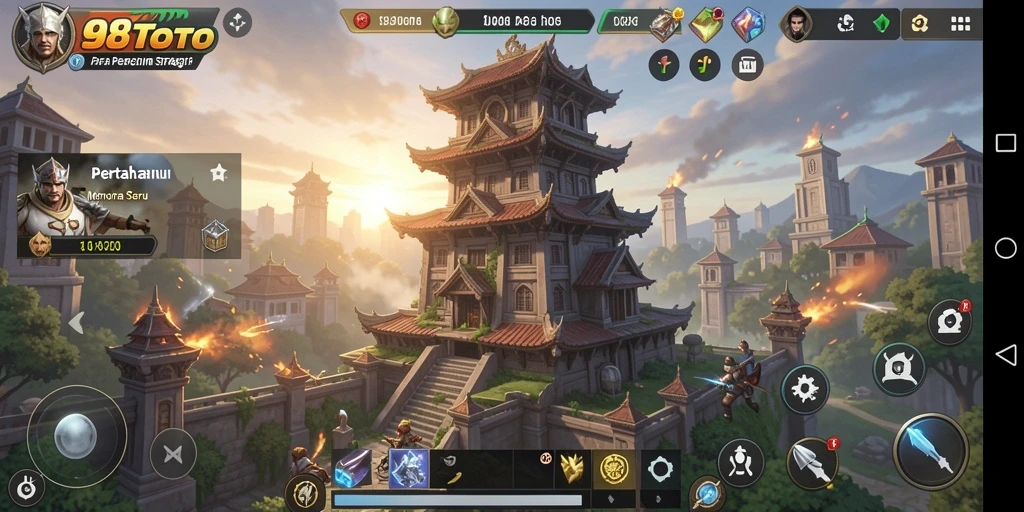 Gameplay seru 98TOTO saat mempertahankan menara dari serangan musuh.