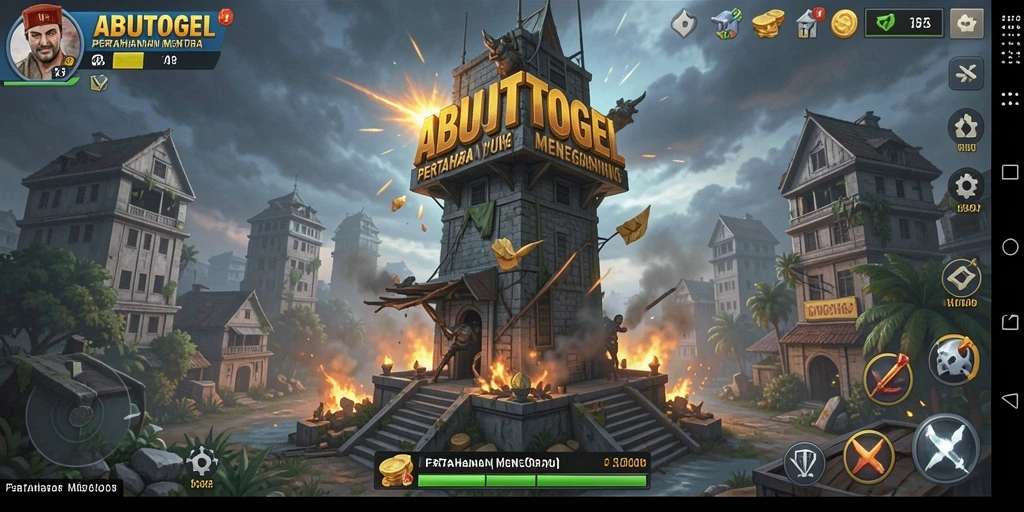 Tampilan gameplay menara pertahanan yang mendebarkan di ABUTOGEL.