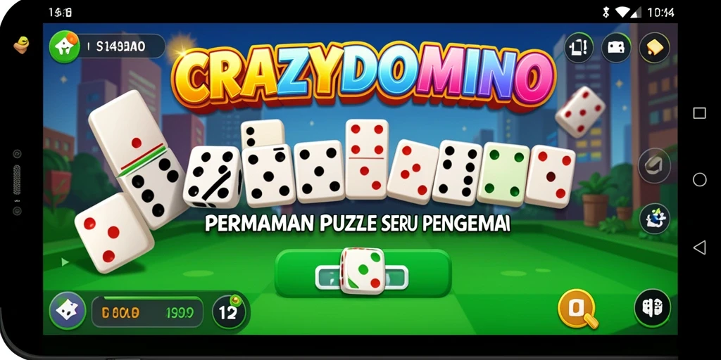 Tampilan gameplay menarik dari CRAZYDOMINO dengan tata letak domino yang rapi.