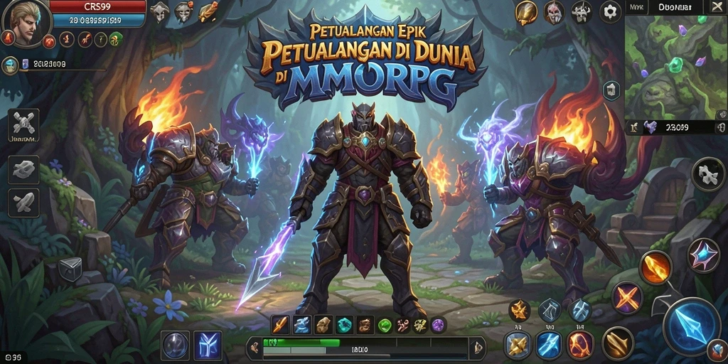 Tampilan layar utama gameplay CRS99 menampilkan pertarungan seru dalam MMORPG.