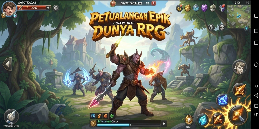 Tangkapan layar utama GATOTKACA123 menunjukkan aksi pertempuran yang seru.
