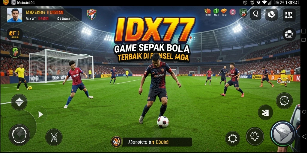 Tangkapan layar utama <strong>IDX777</strong> menampilkan aksi gameplay sepak bola yang dramatis.