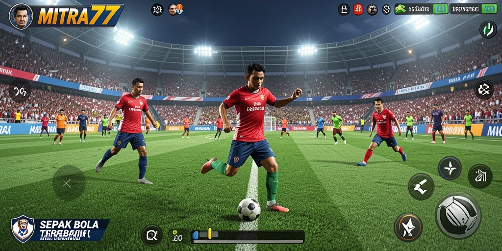 Tampilan gameplay MITRA77 yang mengesankan dengan aksi sepak bola seru.