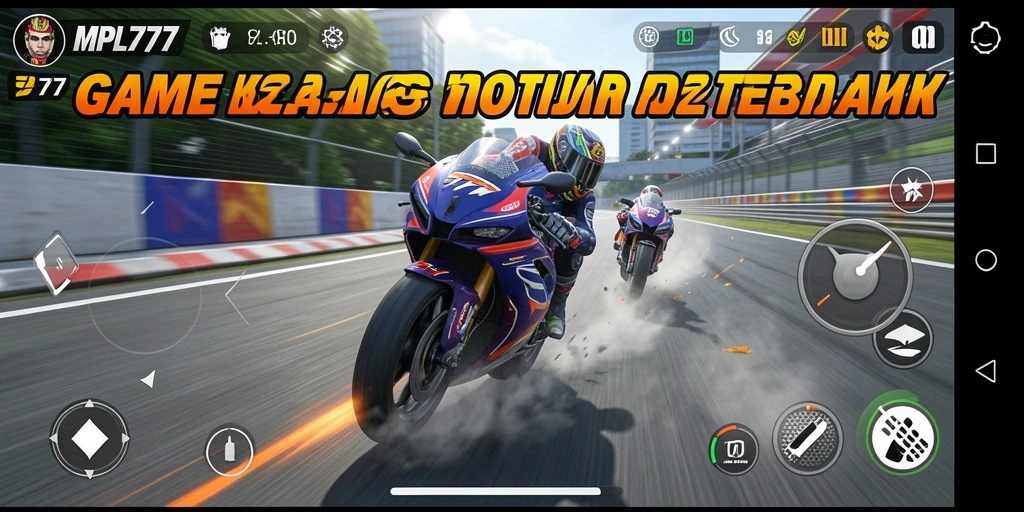 Screenshot MPL777 menunjukkan aksi balapan motor yang mendebarkan.