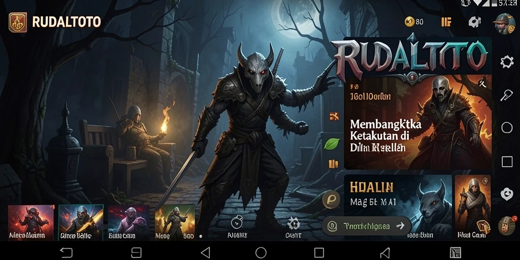 Screenshot gameplay RUDALTOTO menampilkan suasana menyeramkan dan menegangkan.