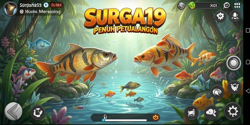Tangkapan ikan besar dalam gameplay memancing SURGA19 yang menantang.
