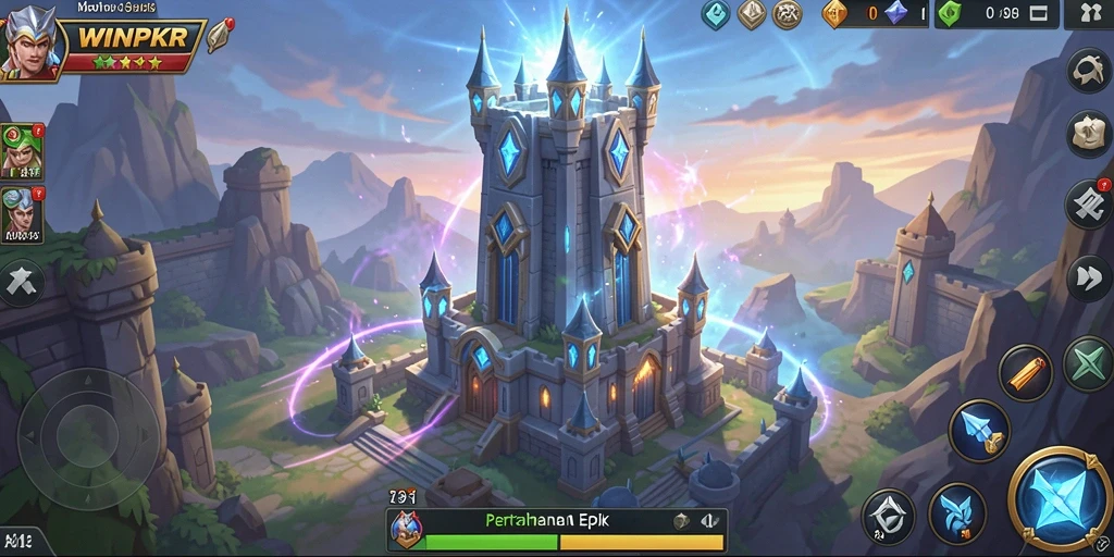 Screenshot WINPKR menampilkan aksi seru dalam permainan Tower Defense.